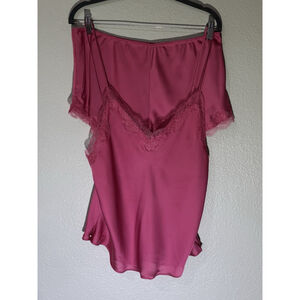 Victoria’s Secret Satin Lace Cami & Shorts Pajama Set Light Burgundy Wine Sz S